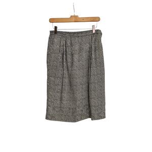 Vintage Anne Crimmins Umi Collections Black Cream Dot Print Silk Skirt Size 8